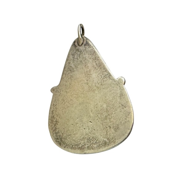 Vintage Native Navajo Unsigned Turquoise Sterling Silver Pendant - Picture 6 of 7